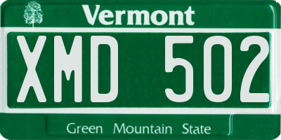 VT license plate XMD502