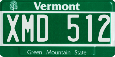 VT license plate XMD512