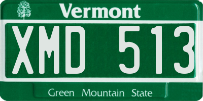 VT license plate XMD513