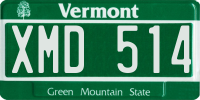 VT license plate XMD514