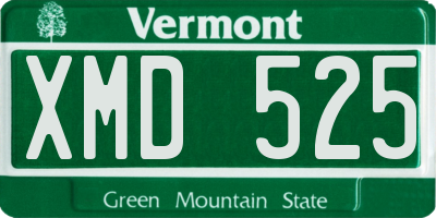VT license plate XMD525