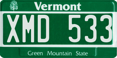 VT license plate XMD533