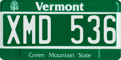VT license plate XMD536