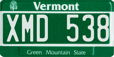 VT license plate XMD538