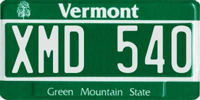 VT license plate XMD540