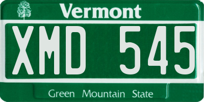 VT license plate XMD545