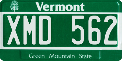 VT license plate XMD562