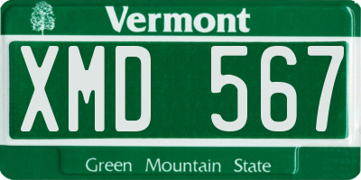 VT license plate XMD567