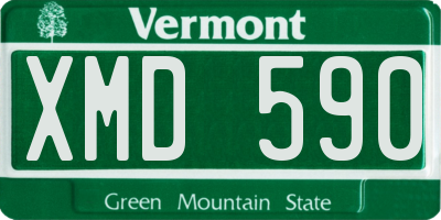 VT license plate XMD590