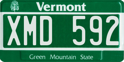 VT license plate XMD592