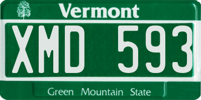 VT license plate XMD593