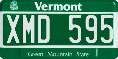 VT license plate XMD595