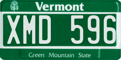 VT license plate XMD596