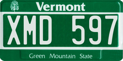 VT license plate XMD597
