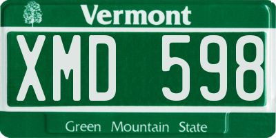 VT license plate XMD598