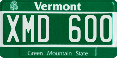 VT license plate XMD600