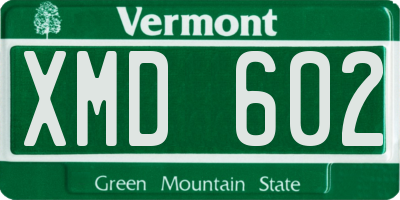 VT license plate XMD602