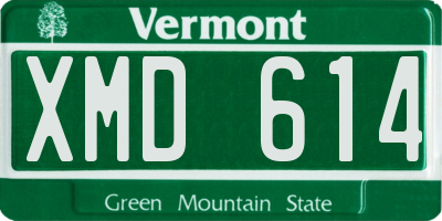 VT license plate XMD614