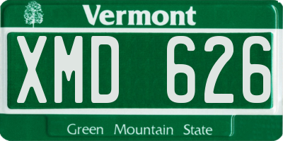 VT license plate XMD626
