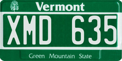 VT license plate XMD635