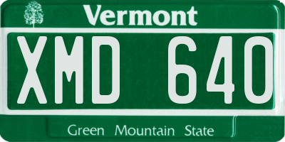 VT license plate XMD640