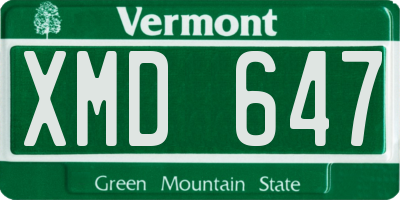 VT license plate XMD647