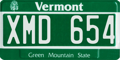 VT license plate XMD654