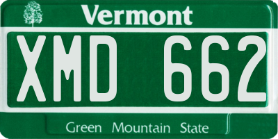 VT license plate XMD662