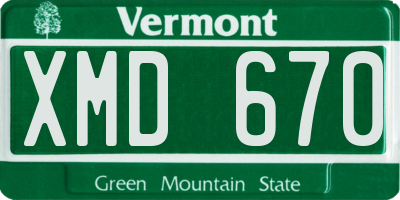 VT license plate XMD670