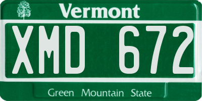 VT license plate XMD672