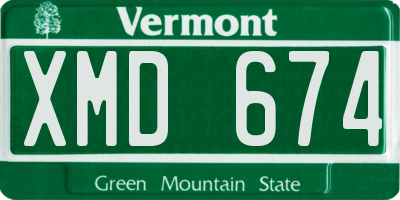 VT license plate XMD674