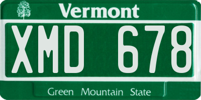 VT license plate XMD678