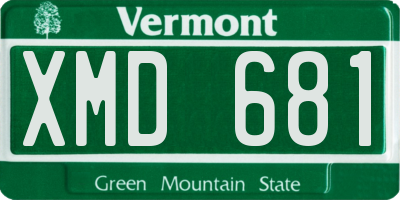 VT license plate XMD681