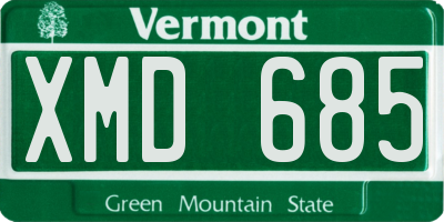 VT license plate XMD685