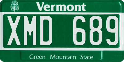VT license plate XMD689
