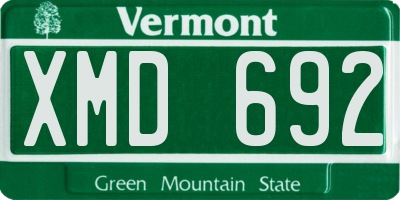 VT license plate XMD692