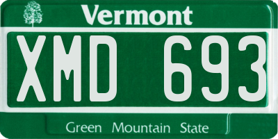 VT license plate XMD693