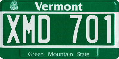 VT license plate XMD701