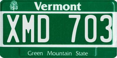 VT license plate XMD703