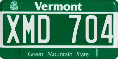 VT license plate XMD704