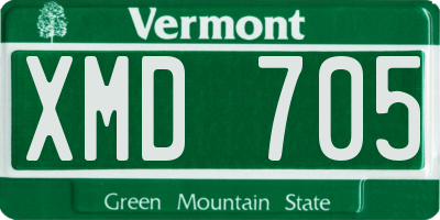 VT license plate XMD705