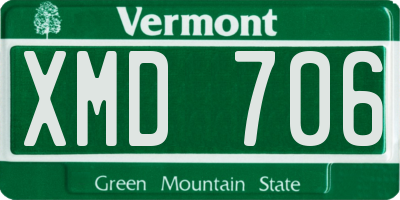 VT license plate XMD706