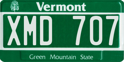 VT license plate XMD707