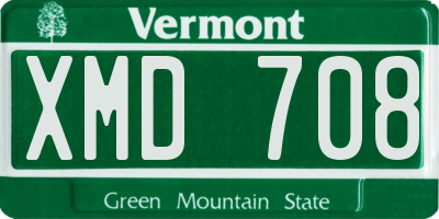 VT license plate XMD708
