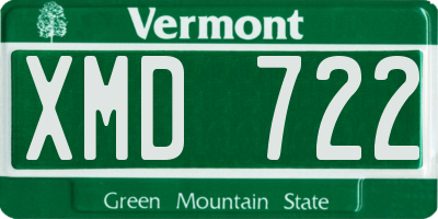 VT license plate XMD722