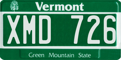 VT license plate XMD726