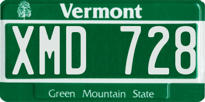 VT license plate XMD728