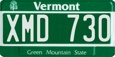 VT license plate XMD730