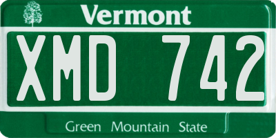 VT license plate XMD742