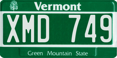 VT license plate XMD749
